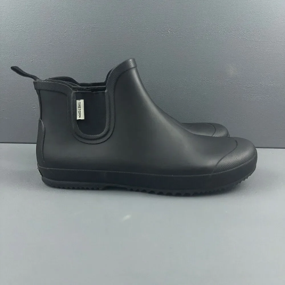 Tretorn Bo Mens Chelsea Rain Boots Black Rubber Waterproof Ankle EU 44 US 11